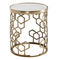 BEISTELLTISCH – Rund Marmoroptik Goldfarben Metall 44 cm Durchmesser - Goldfarben/Weiß, Stein/Metall (46/46/55cm) - KADIMA DESIGN