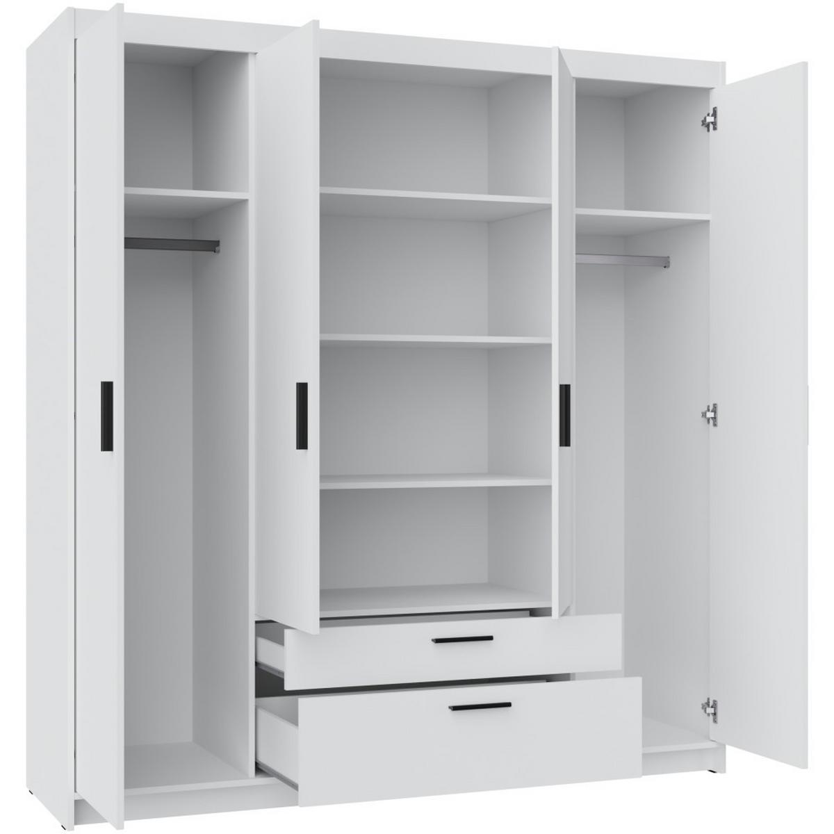 DREHTÜRENSCHRANK Elena mit 4 Türen und 2 Schubladen, ohne Spiegel Weiß - Weiß, Holzwerkstoff (176/190/53cm) - Beautysofa