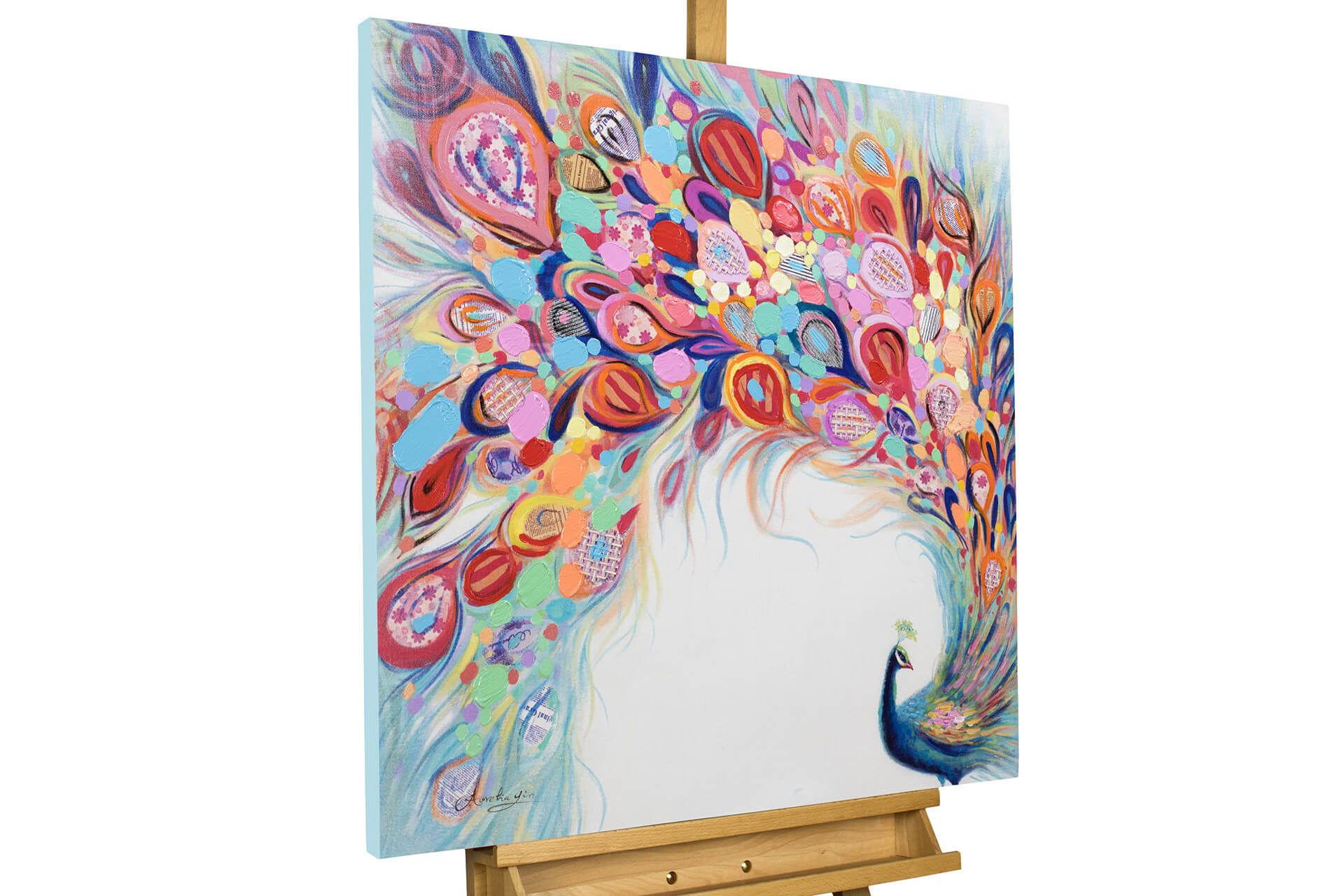 ÖLGEMÄLDE 80/80 cm - Blau/Gelb, Holz/Textil (80/80cm) - KUNSTLOFT