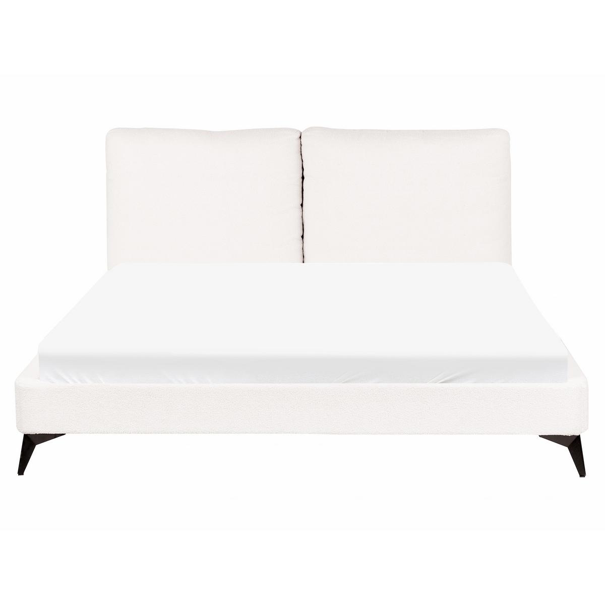 POLSTERBETT mit Lattenrost 160x200 cm Weiß Melle - Creme, Textil (160/200cm) - Beliani
