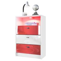 KOMMODE Pino Fronten Rot, Weiß & Rot - Weiß, Holzwerkstoff (56/86/36cm) - Vladon