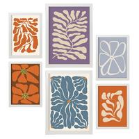 POSTER Set Mit 6 Matisse Inspiriert In Zusammenfassungen A3 & A4 Weißer Rahmen - Weiß, Papier (29/3cm) - Nacnic