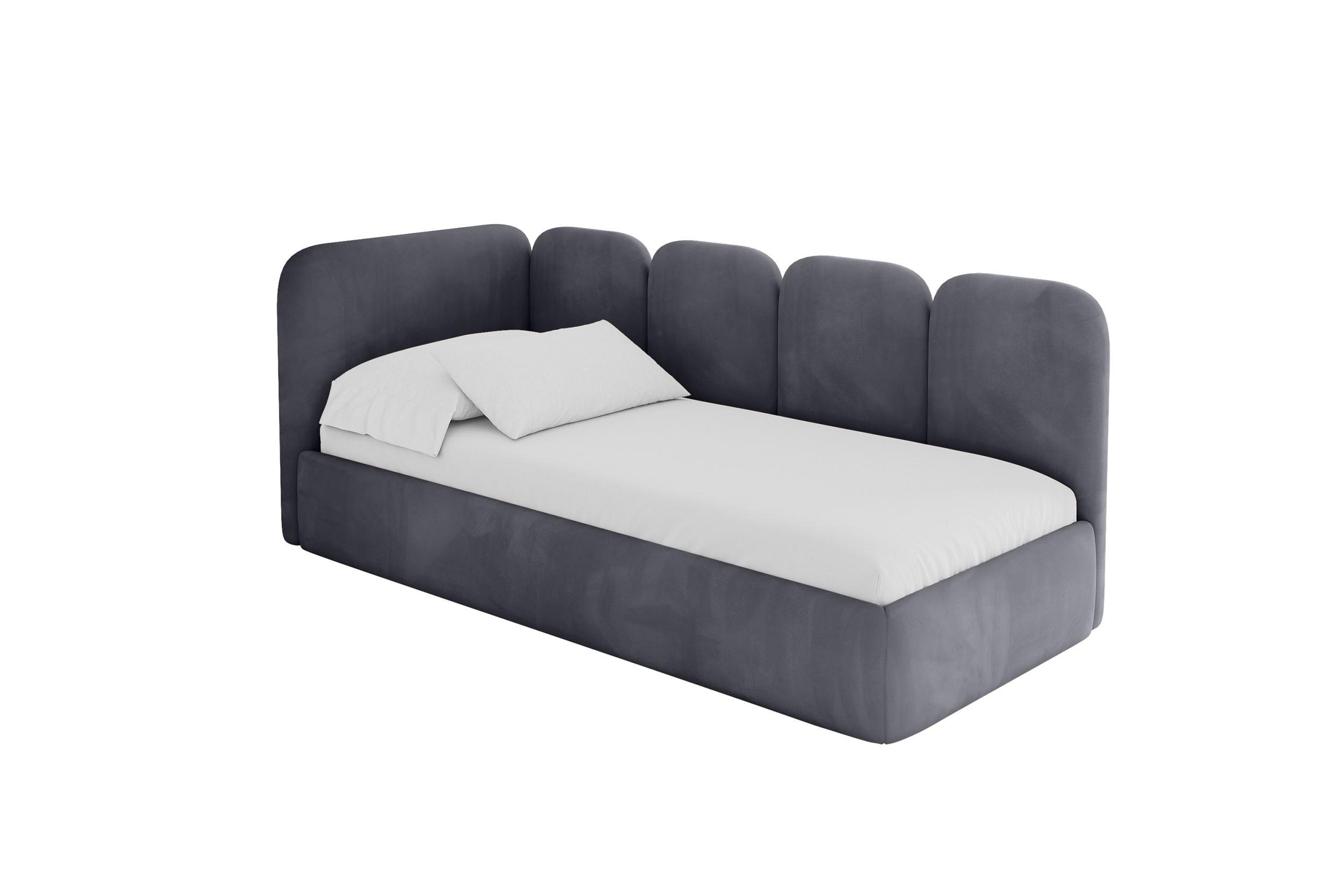 EINZELLBETT Jugendbett mit Bettkasten und Matratze H3/H4, Rechts - VELY 100x200 Dunkelgrau - Titanfarben, Holzwerkstoff/Textil (100/200cm) - ALTDECOR