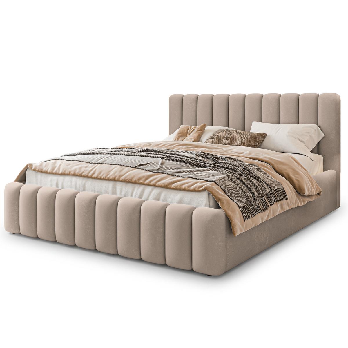 POLSTERBETT DINESE 140x200 cm mit Bettkästen - Beige - Beige, Holz (200/140cm) - MASSENO