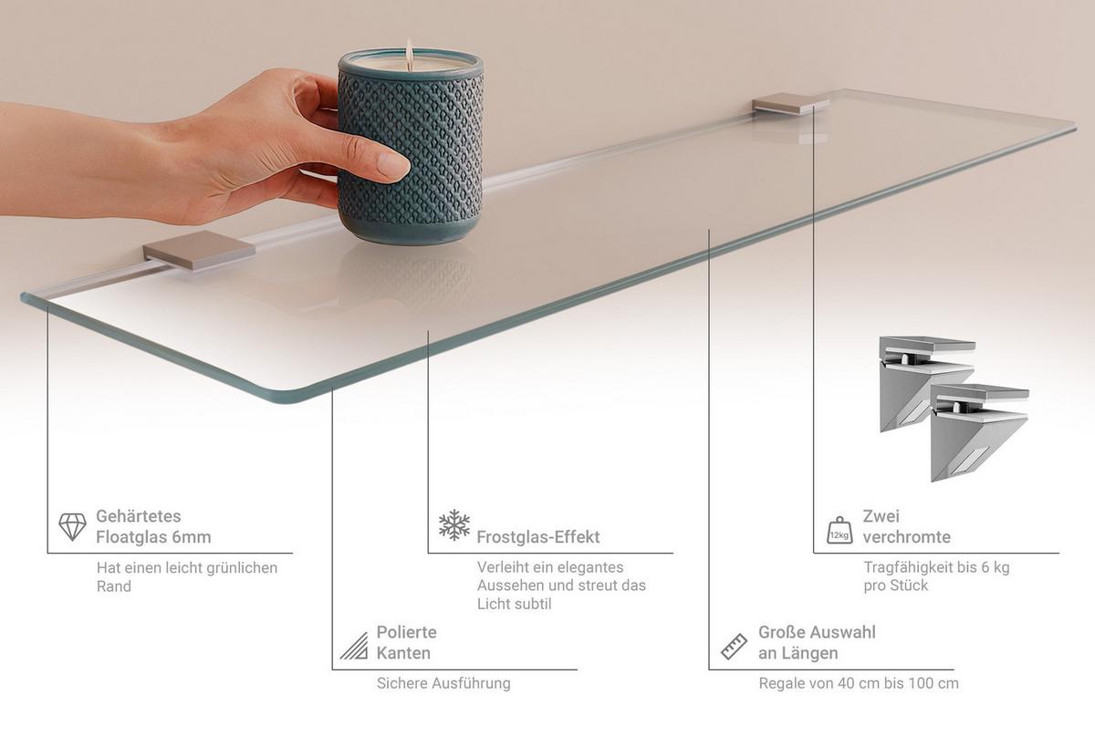 GLASREGAL Milchglas - 40x13 cm - Transparent, Glas (40/0.6/13cm) - TULUP