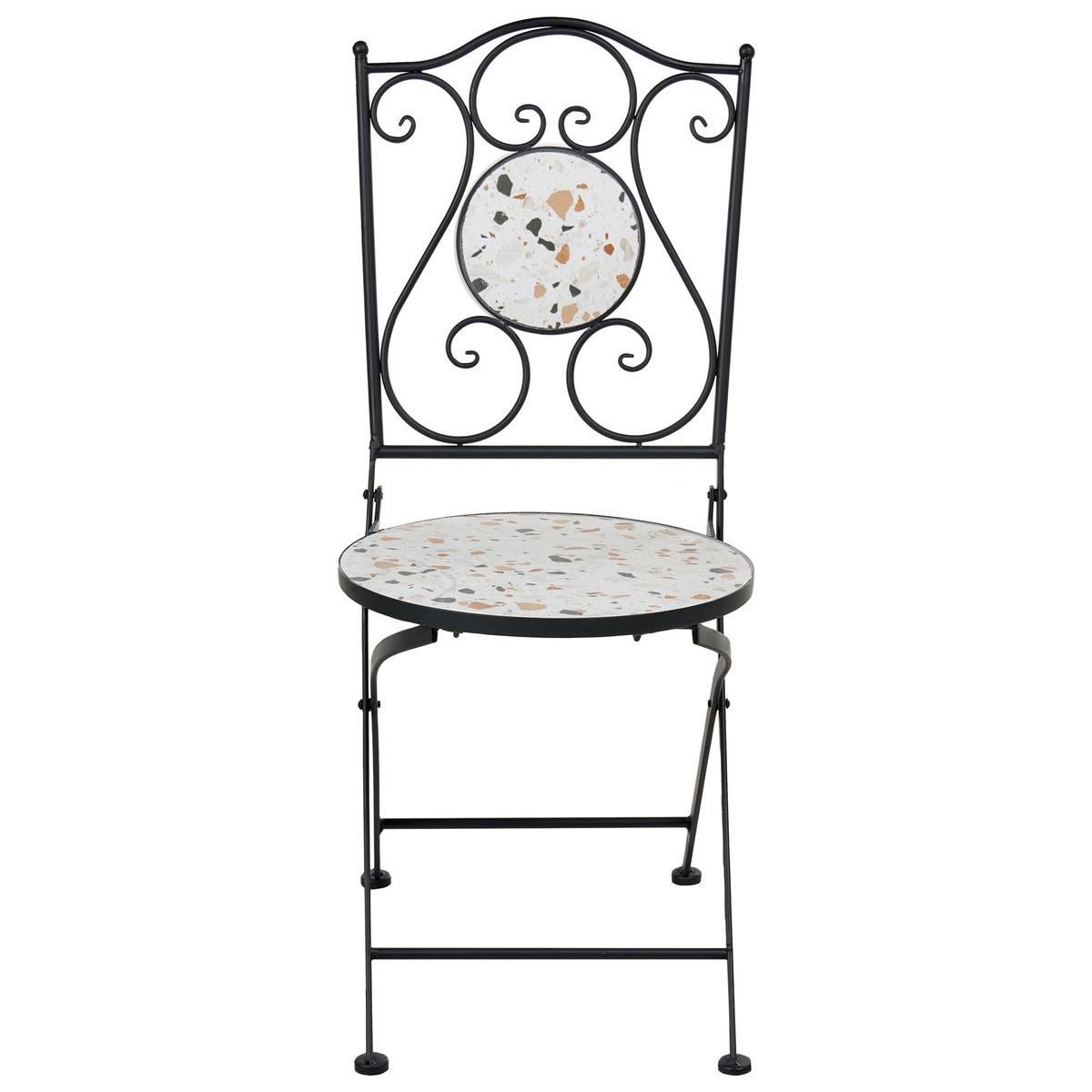 GARTENSTUHL 2er-Set Terrazzo Weiß Artena - Schwarz/Weiß, Metall (39/87/47cm) - Beliani
