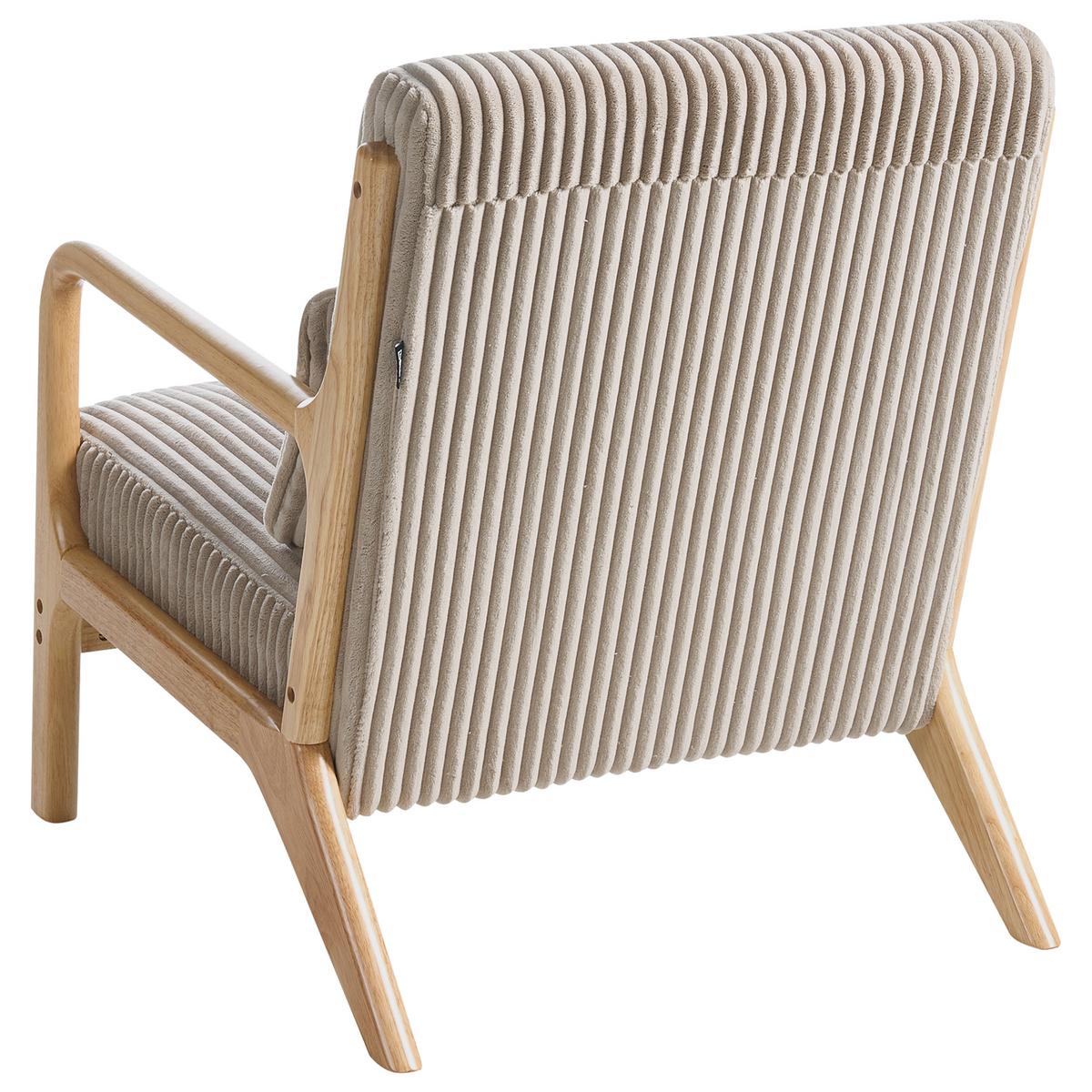 SESSEL Sorsele Cord Beige - Hellbraun/Beige, Holz/Textil (64/77/82cm) - Beliani