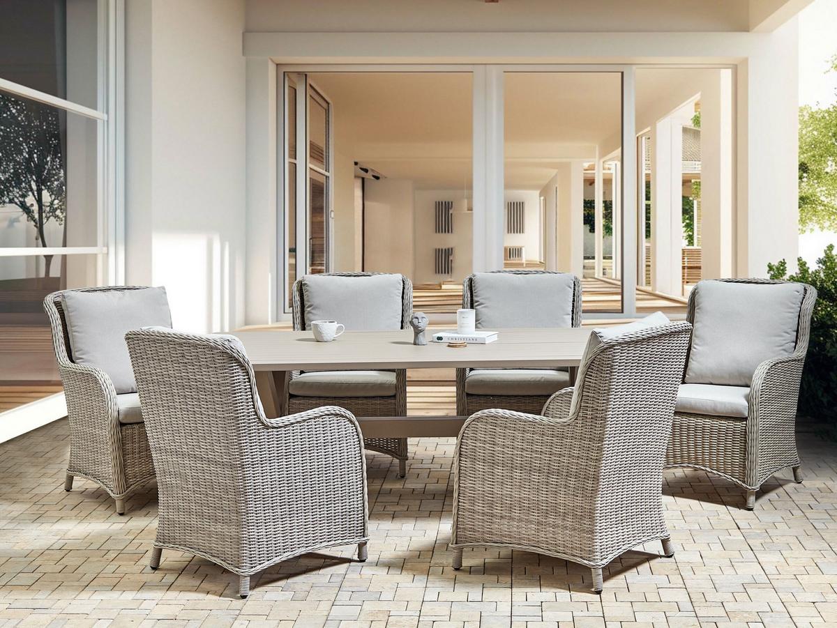 GARTENMÖBEL SET 6-Sitzer Aluminium taupe Cascais - Taupe, Kunststoff - Beliani