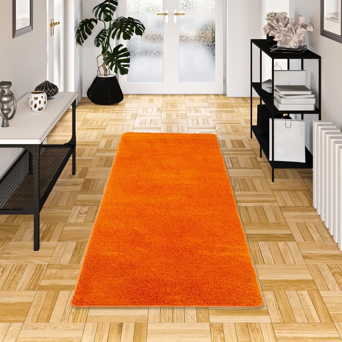 HOCHFLOR SHAGGY LÄUFER TEPPICH PALACE - Orange, Textil (80/160cm) - Snapstyle