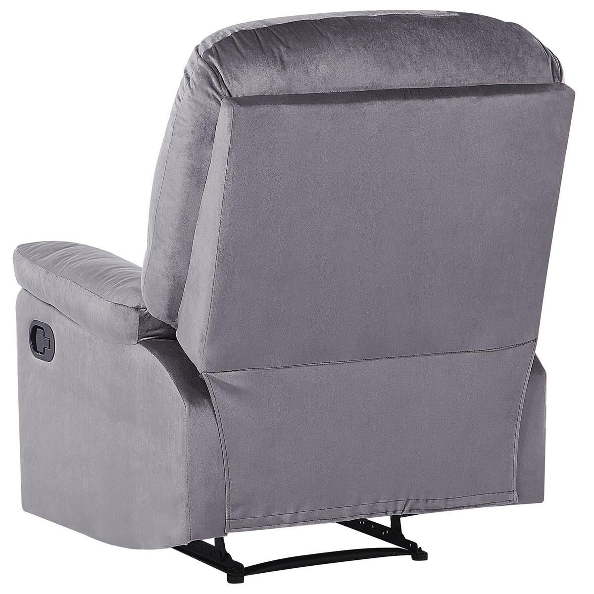 SESSEL Samtstoff grau verstellbar mit Fußstütze Eslov - Schwarz/Grau, Textil (85/103/90cm) - Beliani
