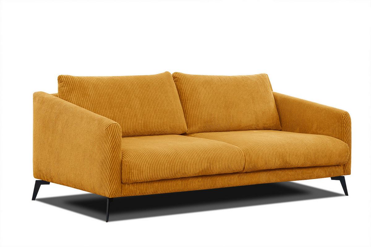 SOFA VILT 3-Sitzer, honig - Schwarz/Honig, Holzwerkstoff/Textil (202/89/94cm) - Wozimo