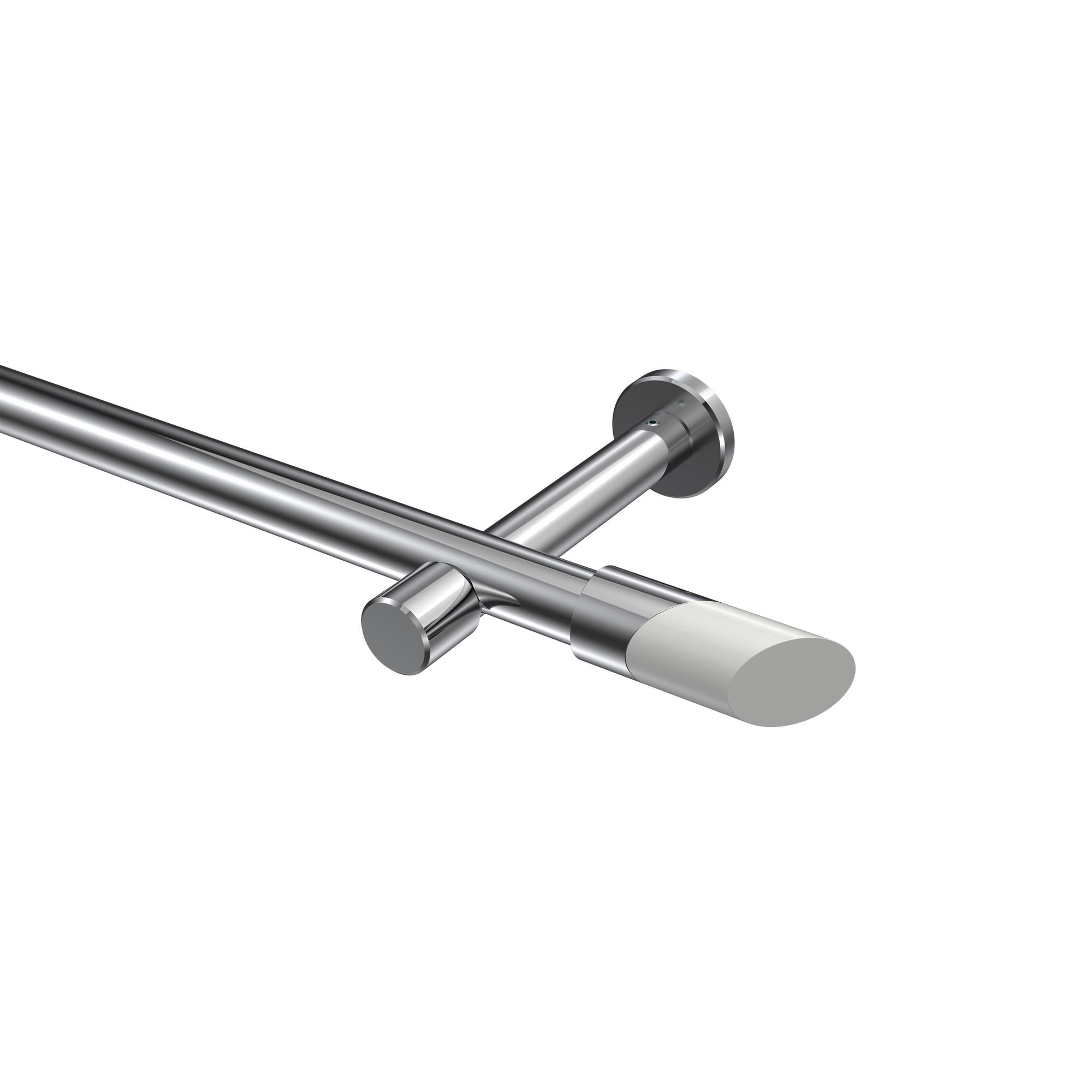 GARDINENSTANGE Prestige Verano 420 cm (geteilt in 3 x 140 cm), 1-läufig (ohne Ringe), 20 mm Ø Chrom - Chromfarben/Weiß, Metall (420cm) - INTERDECO