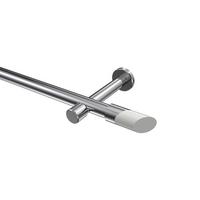 GARDINENSTANGE Prestige Verano 420 cm (geteilt in 3 x 140 cm), 1-läufig (ohne Ringe), 20 mm Ø Chrom - Chromfarben/Weiß, Metall (420cm) - INTERDECO