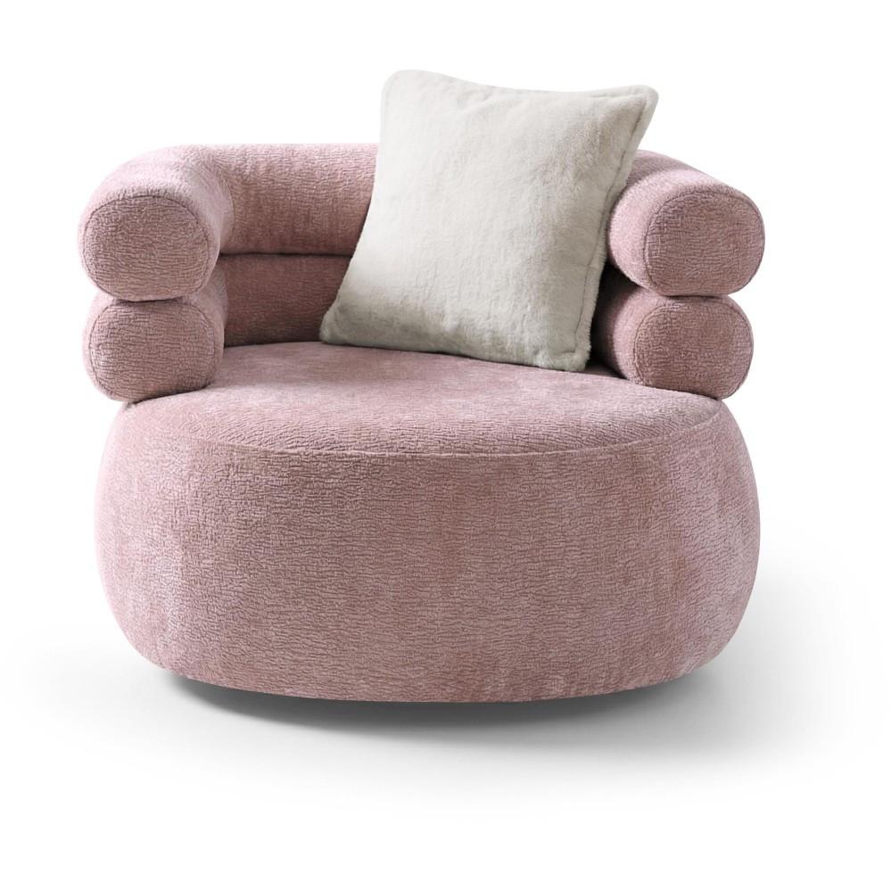SESSEL Nano, Drehsessel mit runder Form, Rosa - Rosa, Textil (95/75/95cm) - Beautysofa