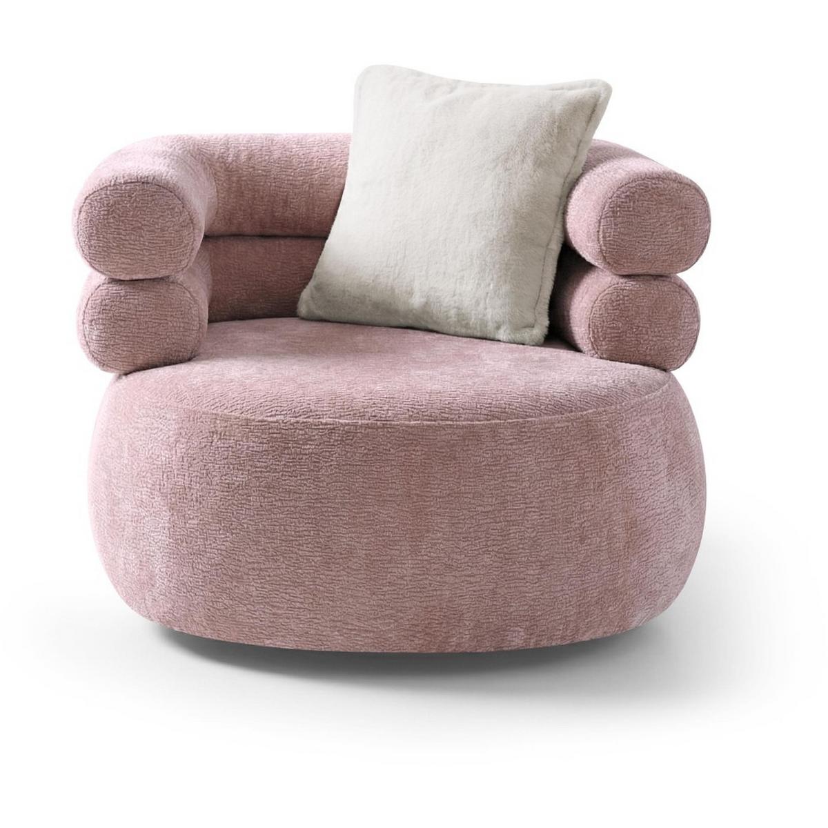RELAXSESSELSET Nano, Set Drehsessel mit runder Form mit Hocker, Rosa - Rosa, Textil (95/75/95cm) - Beautysofa