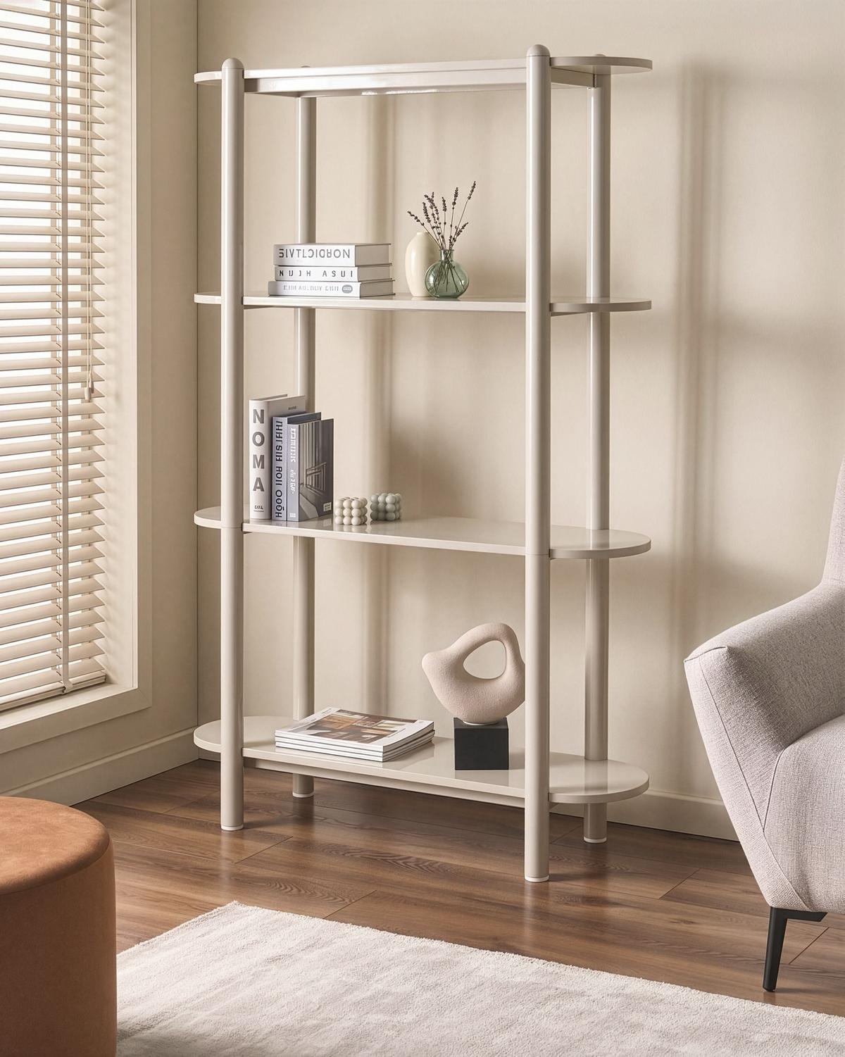 BÜCHERREGAL mit 3 Ebenen 170 cm Beige Granity - Beige, Holzwerkstoff (110/170/30cm) - Beliani