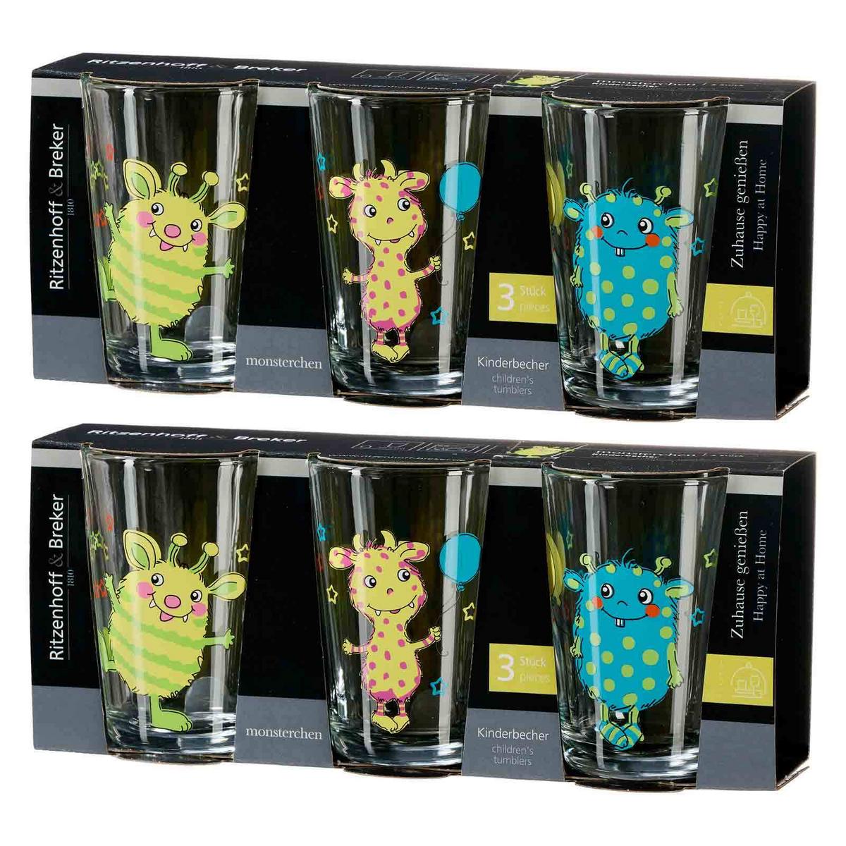 KINDERGLÄSER Monsterchen bunt 205 ml 6-tlg. - Multicolor, Glas (0.205L) - Ritzenhoff Breker