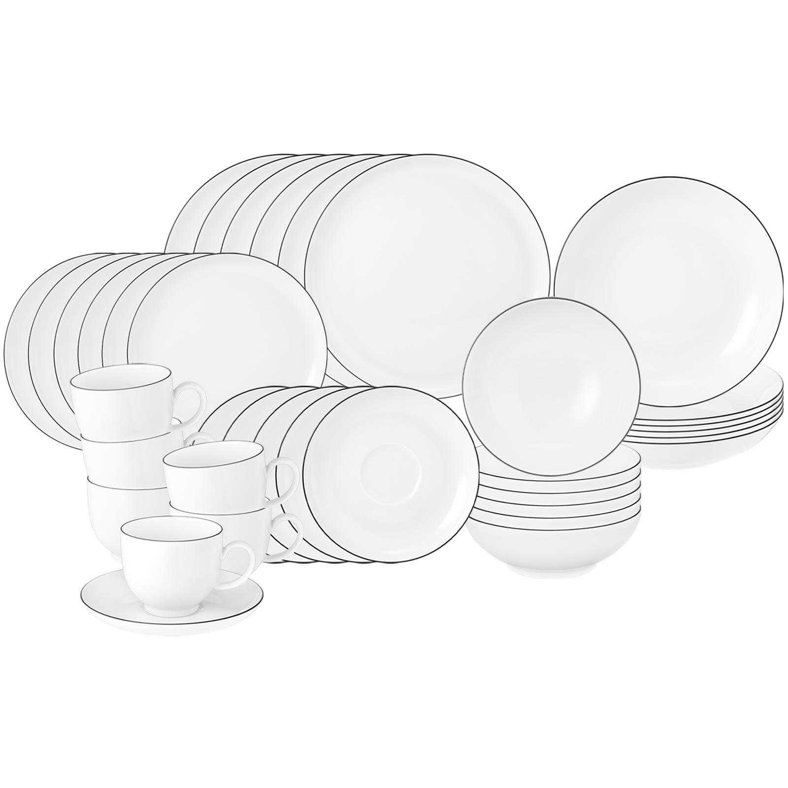 KOMPLETT-SERVICE Lido Black Line weiß 36er Set - Weiß, Keramik (2/2/2cm) - Seltmann Weiden