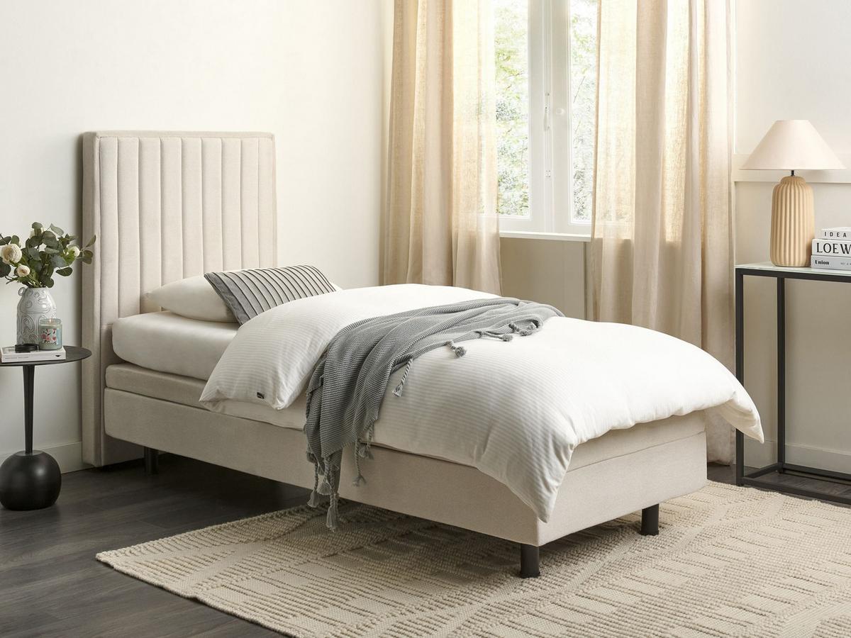 BETT 80/200 cm Hellbeige Duke II - Beige, Textil (80/200cm) - Beliani