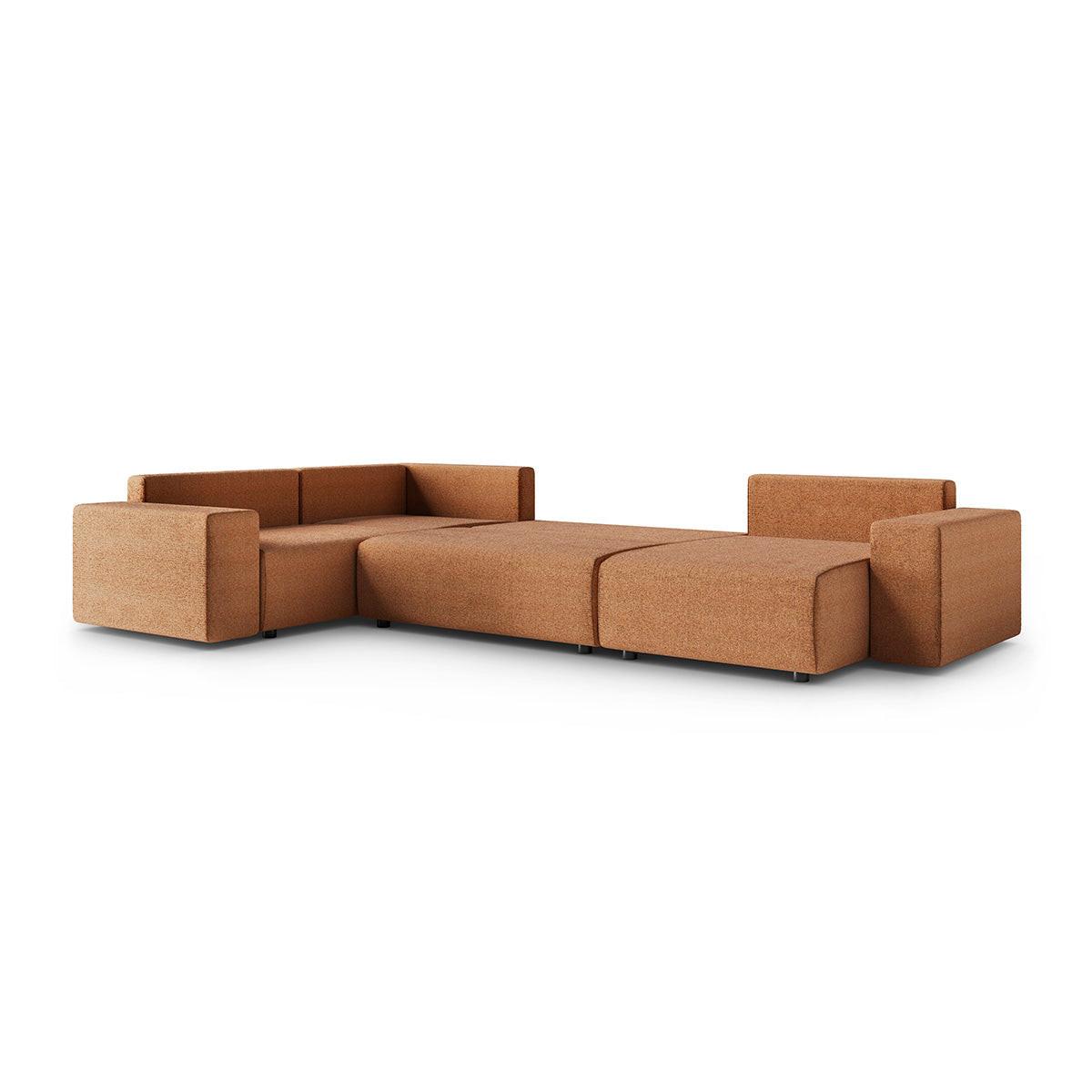 PANORAMASOFA Lorenzo 5 Sitzplätze Orange - Orange, Holz (378/85/236cm) - Petits-meubles