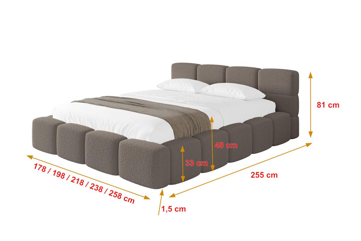 POLSTERBETT mit Bettkasten und Lattenrost, Bett mit Matratze H3/H4, Kopfteil, Boxbett, Doppelbett mit Stauraum - NATA-v1 140x200 Braun - Braun, Holzwerkstoff/Textil (140/200cm) - ALTDECOR
