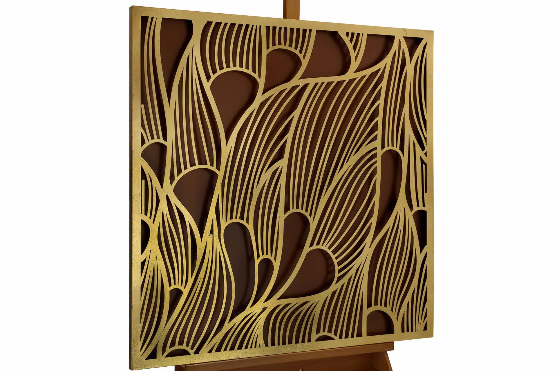METALLBILD Gold 80/80 cm - Goldfarben/Schwarz, Metall (5.2/80cm) - KUNSTLOFT