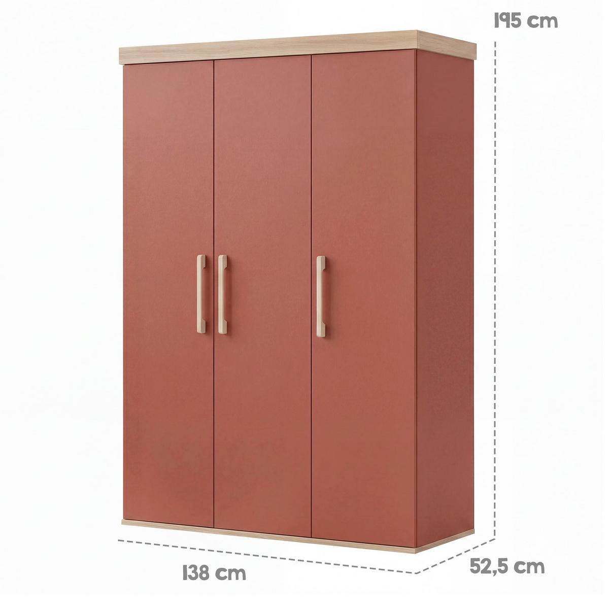 KINDERKLEIDERSCHRANK Jimmy Mauve - Eichefarben/Mauve, Holzwerkstoff (138/195/53cm) - Roba