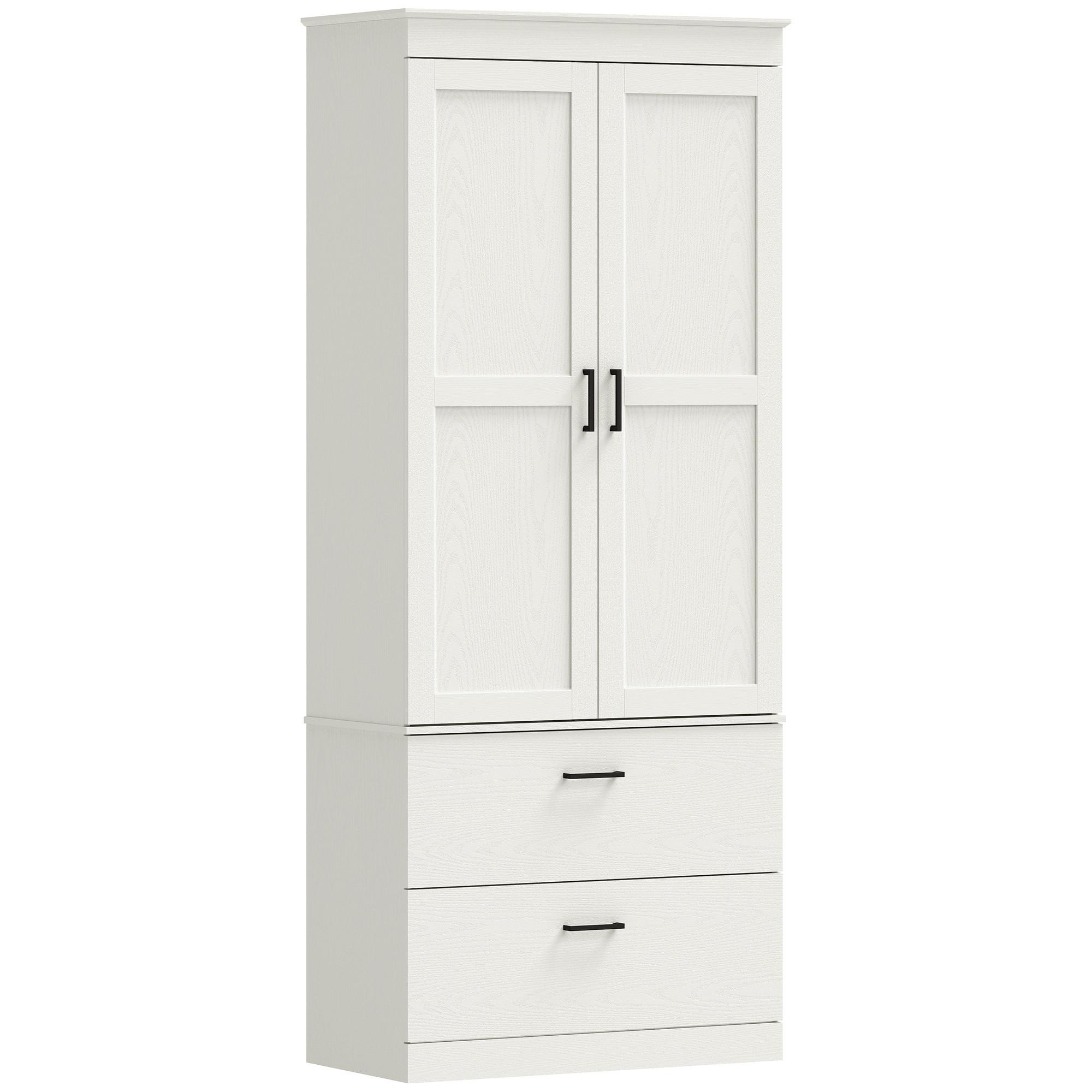 KÜCHENSCHRANK Spanplatte Cremeweiß - Creme/Schwarz, Holzwerkstoff/Kunststoff (39/178/75cm) - HOMCOM