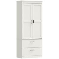 KÜCHENSCHRANK Spanplatte Cremeweiß - Creme/Schwarz, Holzwerkstoff/Kunststoff (39/178/75cm) - HOMCOM