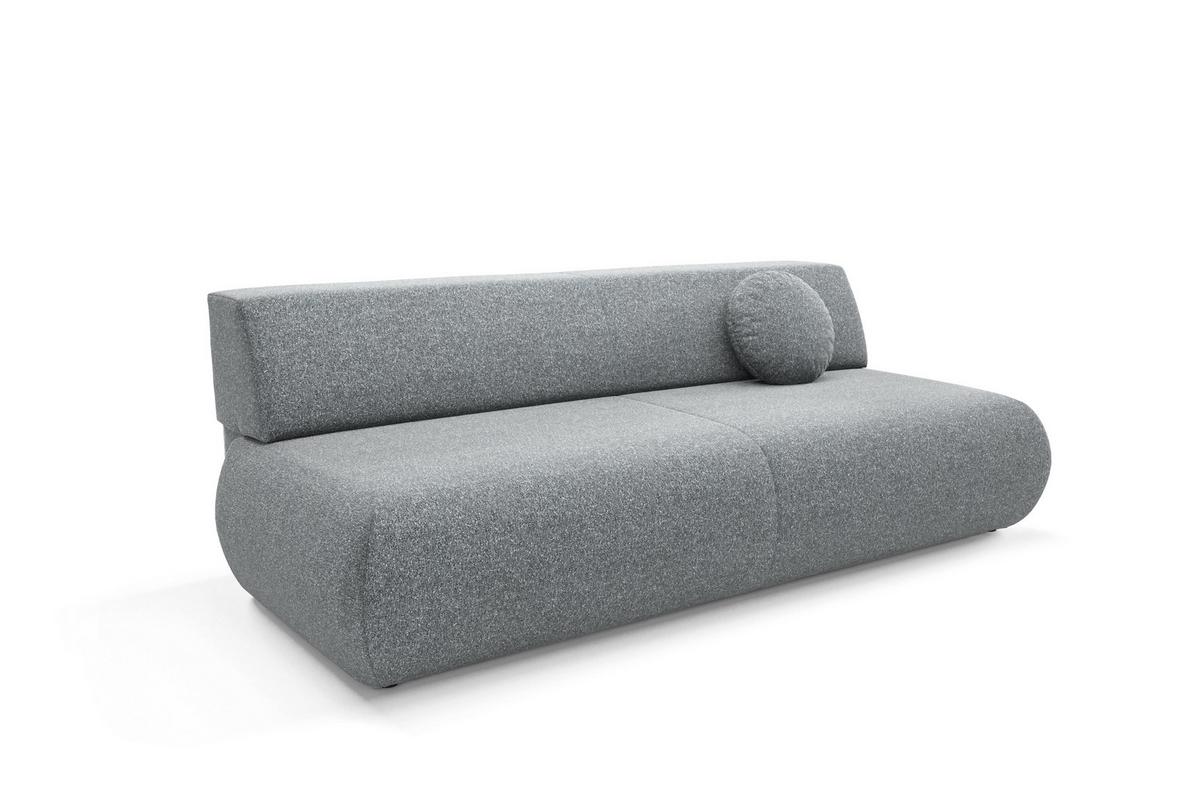 BETTSOFA DELTA Grau Geflochtener Stoff mit Schlaffunktion - Grau, Holz (214/74/100cm) - MASSENO