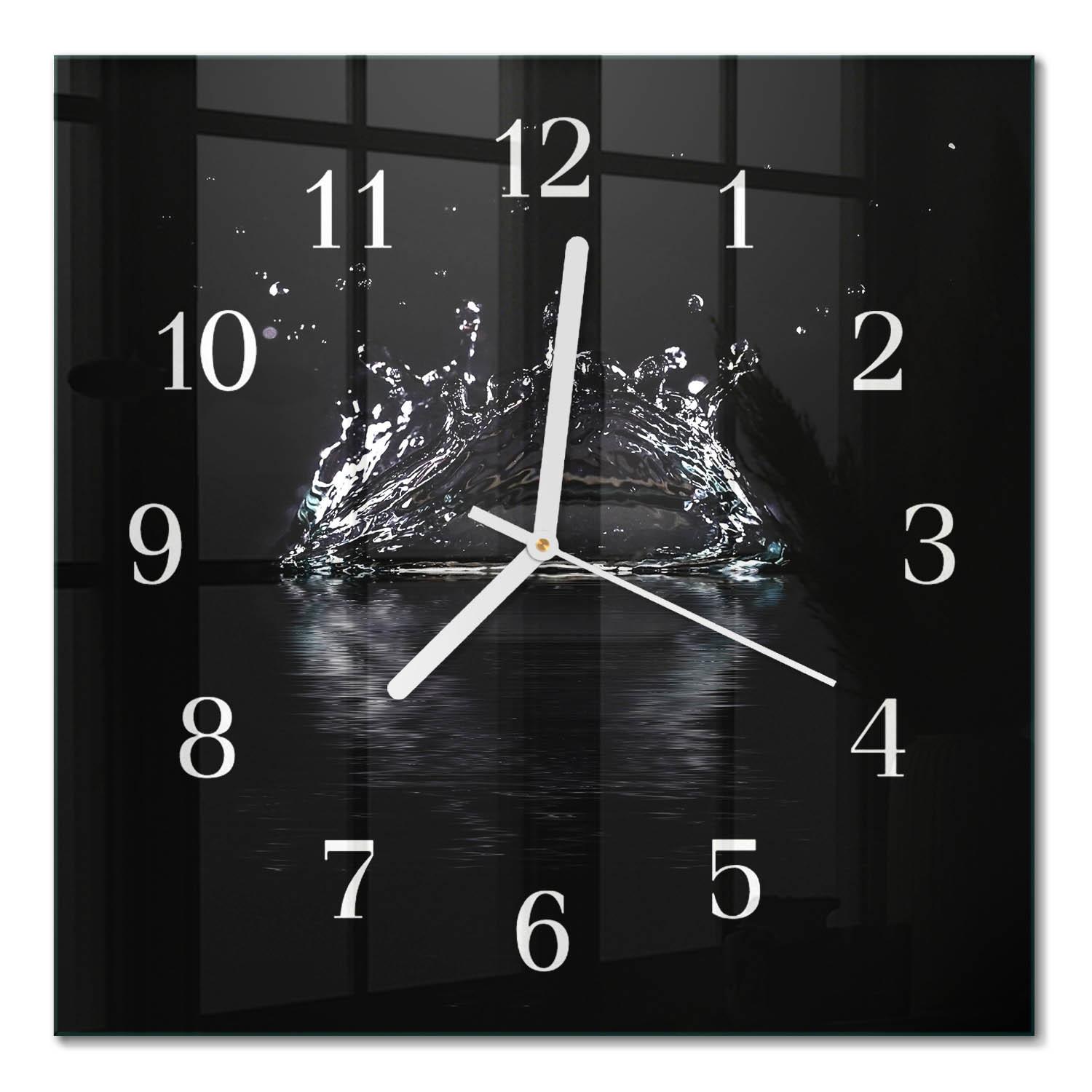 WANDUHR aus Glas 30x30 cm - Wasser - Schwarz, Glas (30/30/0.4cm) - TULUP