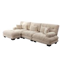 ECKSOFA Modulares 313cm Chenille Cloud-Sofa mit Ottoman für das Wohnzimmer - Cappuccino, Textil (313/145cm) - Urban Meuble