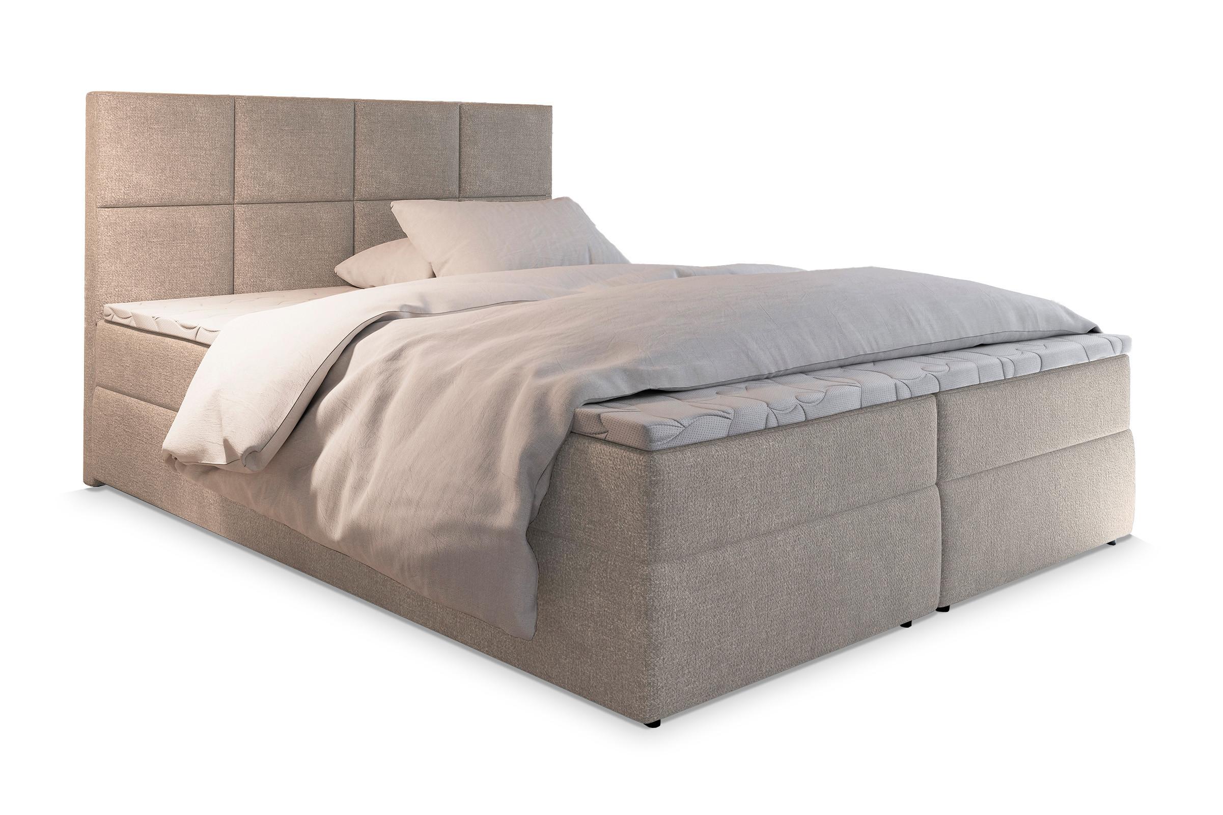 BOXBETT LENA 160x200 cm mit Matratze und Topper - Beige - Beige, Holz (160/200cm) - MASSENO