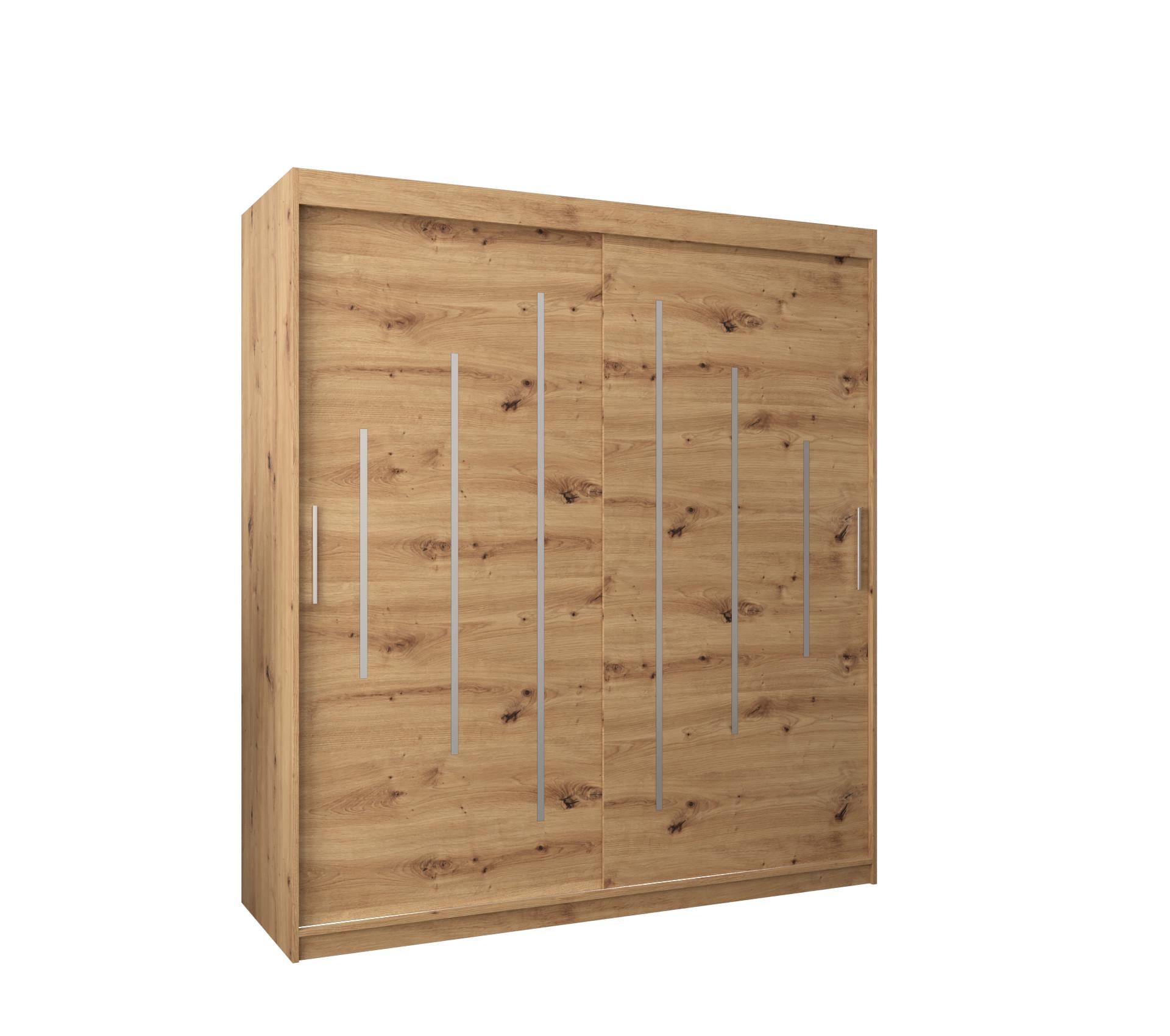 SCHWEBETÜRENSCHRANK 200/180/62 2-türig - Silberfarben/Eiche Artisan, Holz/Kunststoff (180/200/62cm) - Abiks Möbel
