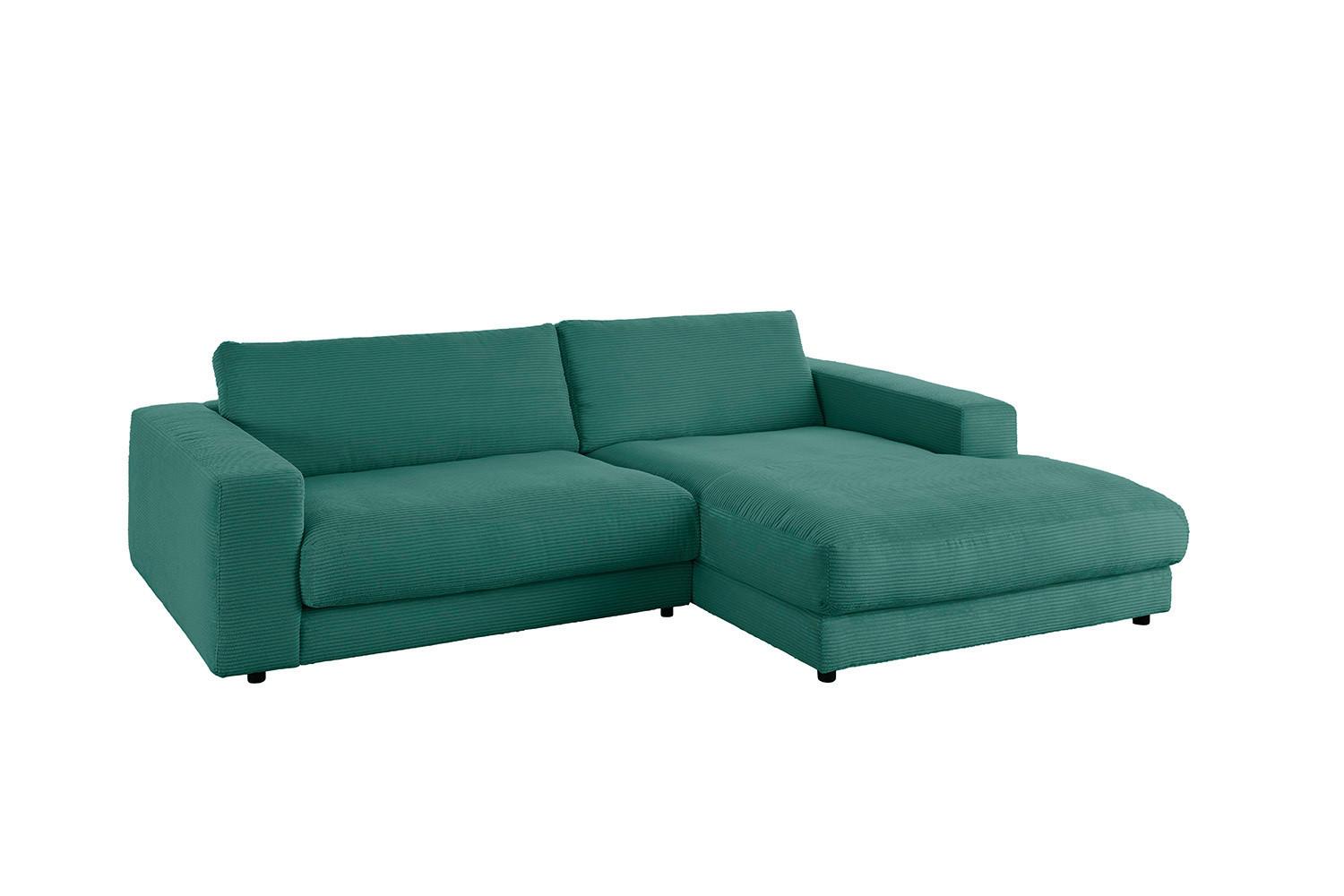 ECKSOFA MADELINE Smaragdgrün Cord - Smaragdgrün/Schwarz, Kunststoff/Textil (270/190cm) - KAWOLA