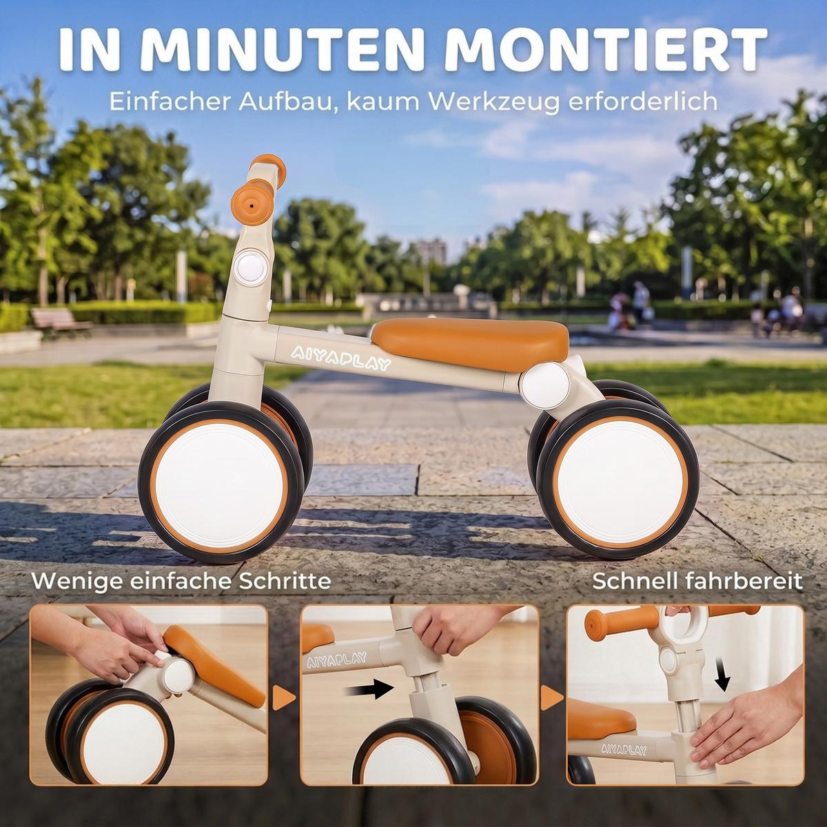 KINDERLAUFRAD Aluminiumlegierung EVA Cremeweiß - Creme, Metall (57/28.5/40cm) - AIYAPLAY