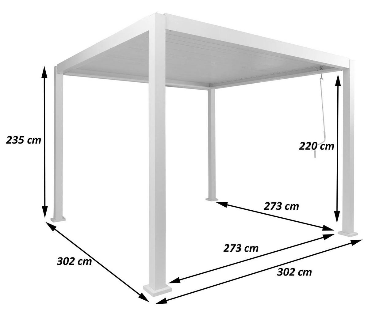 PERGOLA Weiß - Weiß, Metall (302/235/302cm) - MCW
