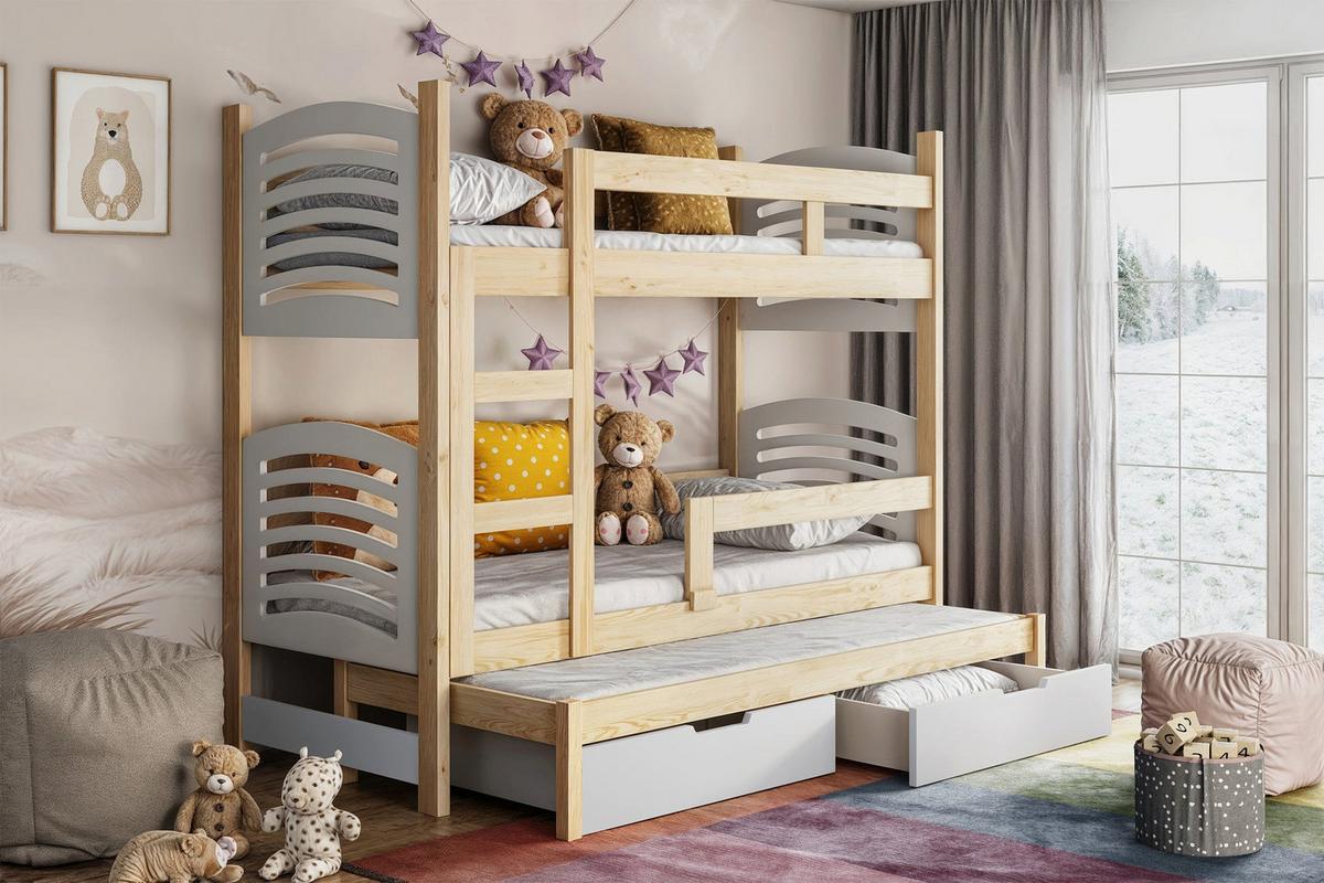 ETAGENBETT FÜR 3 PERSONEN Cami 75x180 cm - Beige, Holz (75/180cm) - Selsey