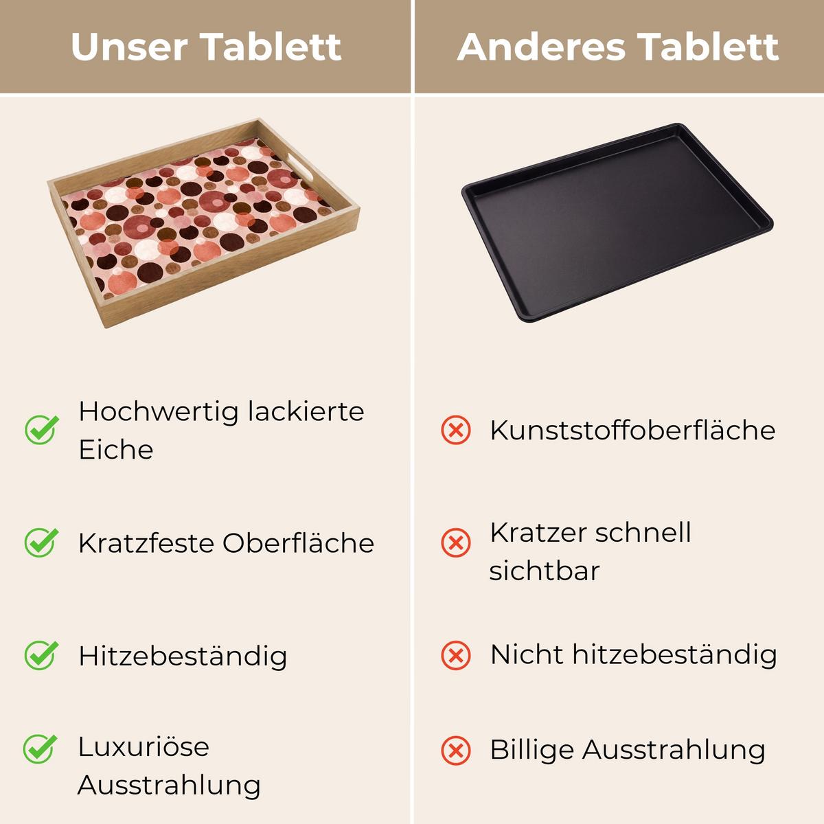 TABLETT Kreise - Modern - Farbenfroh 50x35 cm - Rosa, Holz (50/5/5cm) - OnlyWow