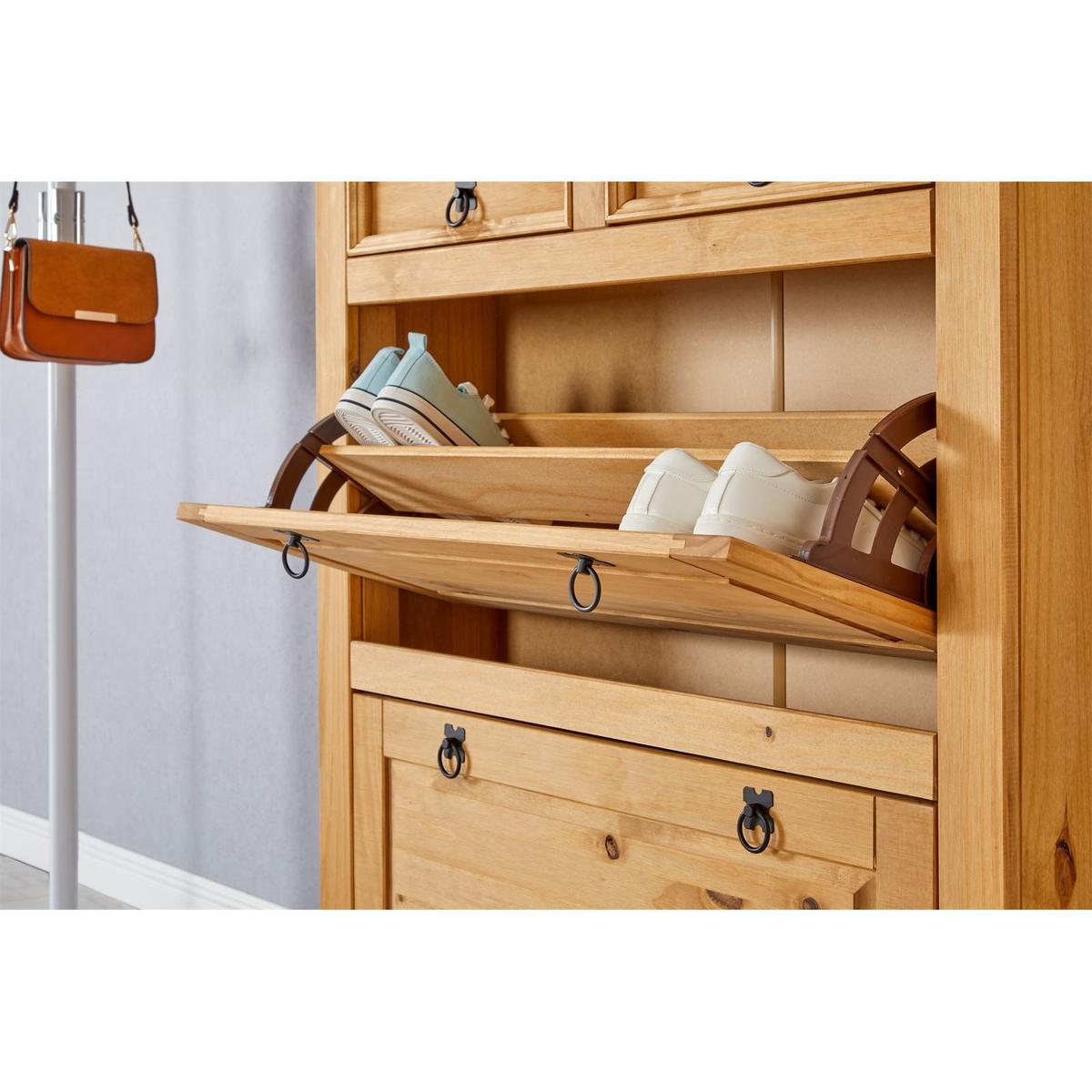 MEXIKO MÖBEL SCHUHSCHRANK TEQUILA - Kieferfarben, Holz (100/110/26cm) - IDIMEX