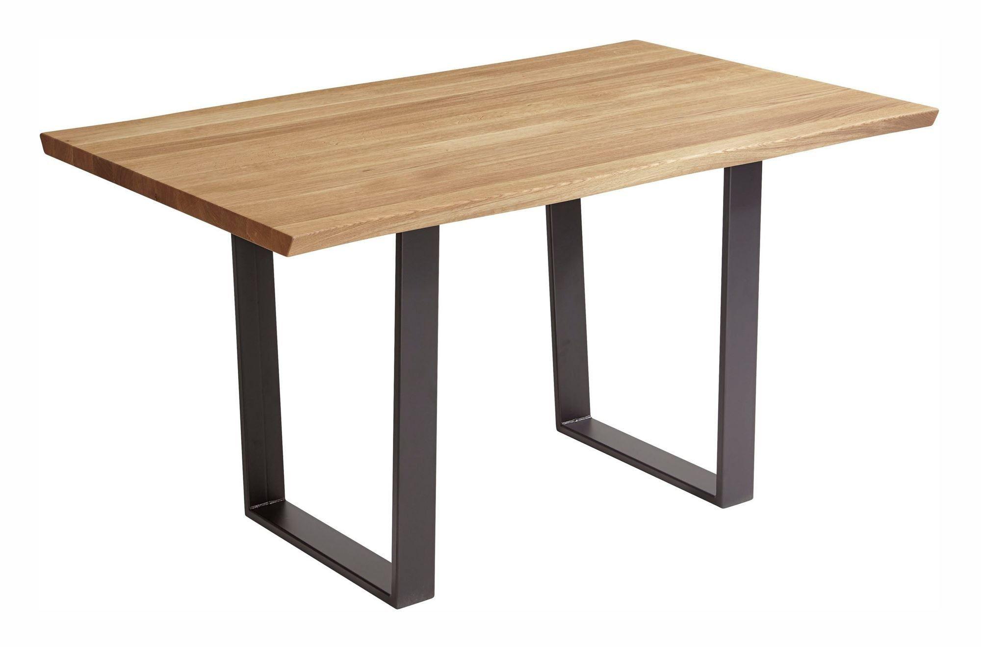 ESSZIMMERTISCH Massiv Daphene 200 x 100 x 75 Esstisch Holz massiv Wildeiche geölt/Schwarz - Naturfarben, Holz (200/100/75cm) - 58aufmkessel