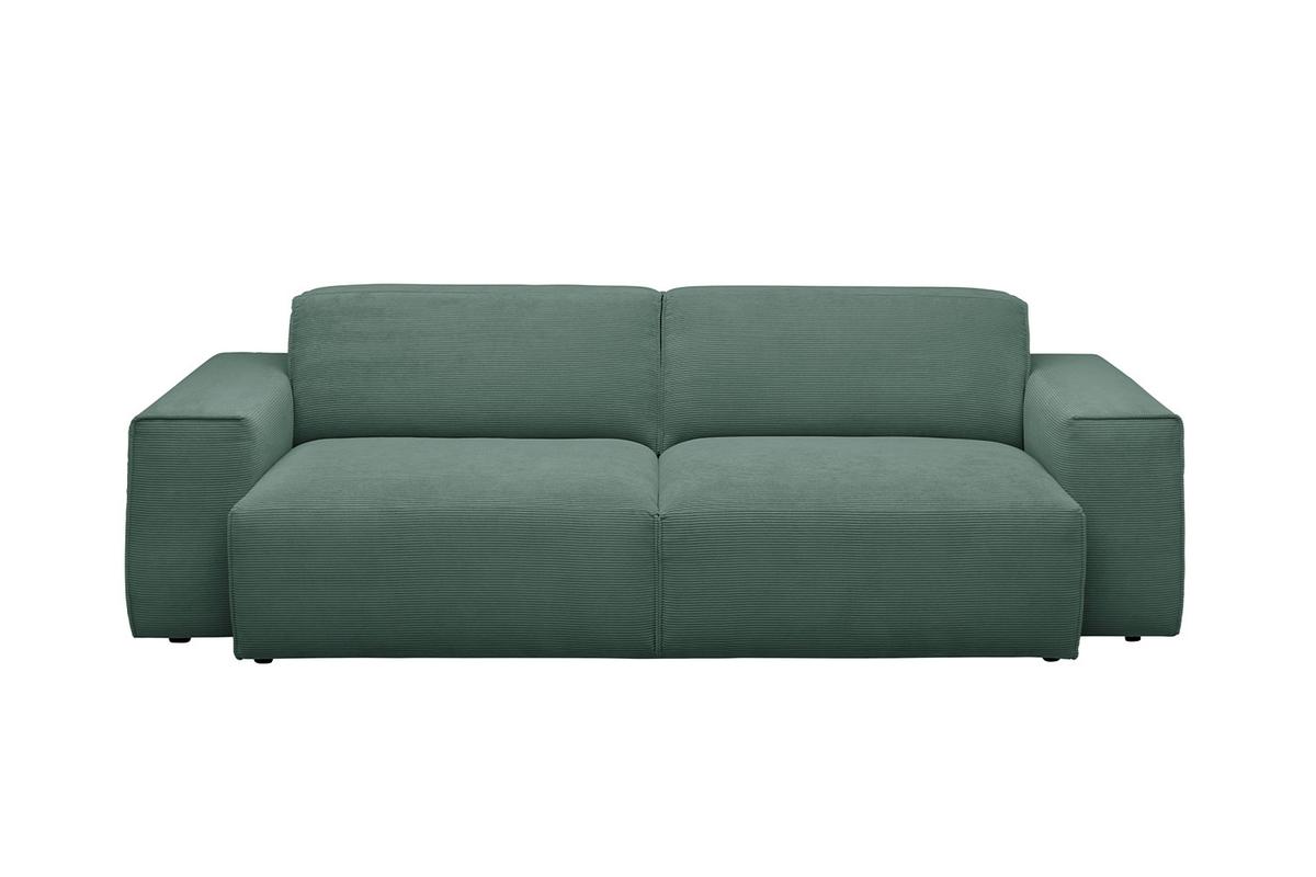 SOFA RANI Smaragdgrün Cord - Smaragdgrün/Schwarz, Kunststoff/Textil (256/71/101cm) - KAWOLA
