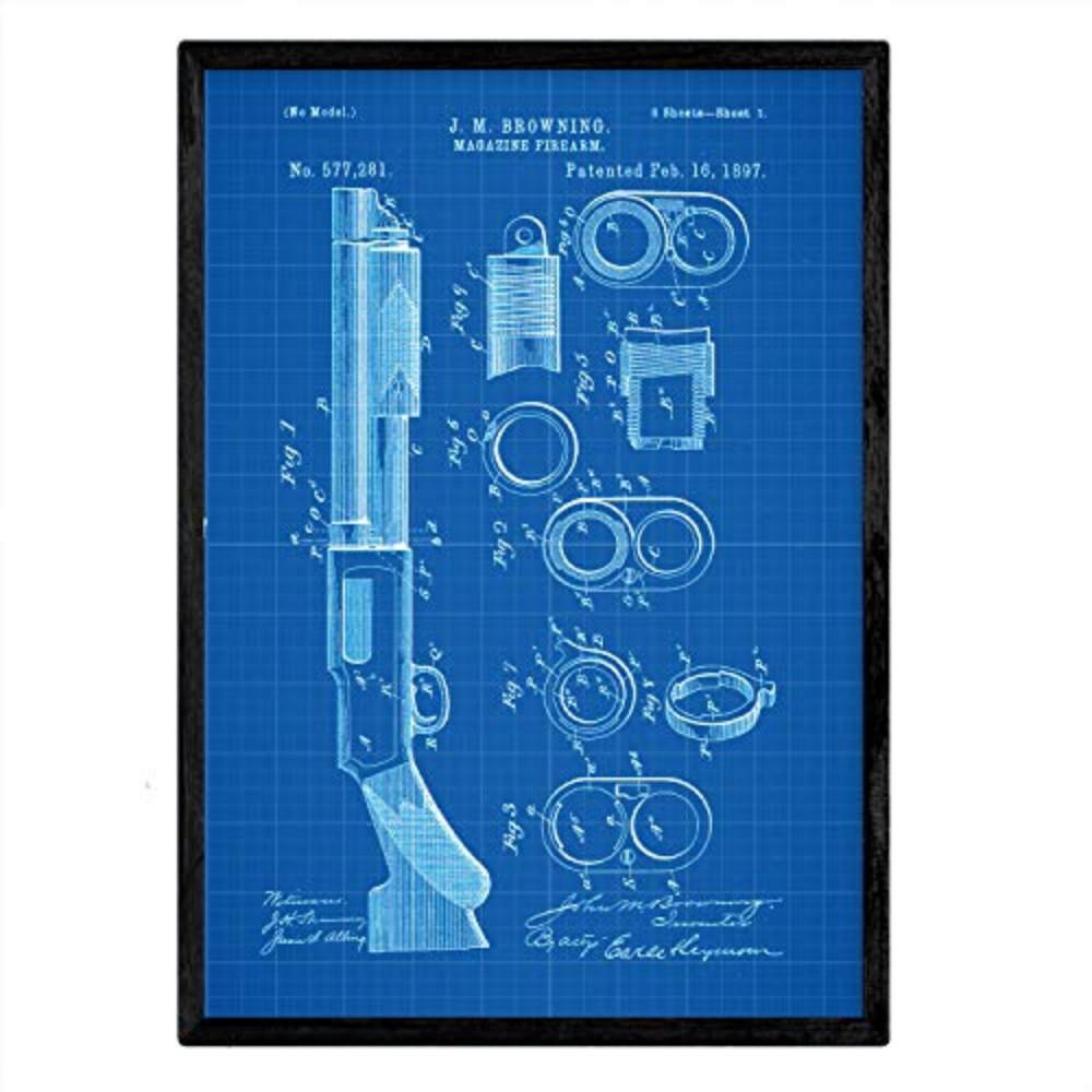 POSTER Shotgun Patent A3 Rahmenlos - Blau, Papier (29.7/5/42cm) - Nacnic