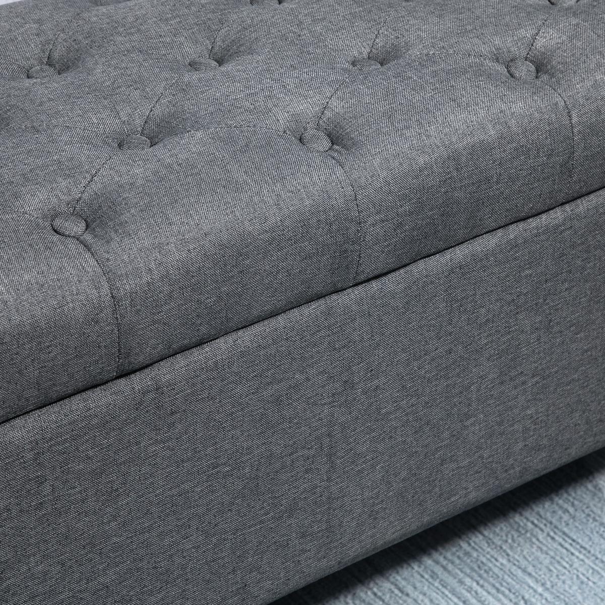 TRUHENBANK leinenartiges Polyester holz Dunkelgrau - Dunkelgrau, Kunststoff (40/44/100cm) - HOMCOM