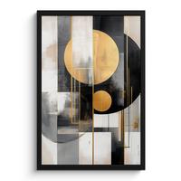 POSTER MIT RAHMEN Abstrakt - Gold - Silber - Formen - Ästhetisch - Modern Bilder mit Rahmen 40x60 cm - Goldfarben, Papier (40/60cm) - MuchoWow