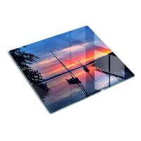 GLASPLATTE 60x52 cm Segelboote Sonne - Orange, Glas (60/0.4/52cm) - TULUP