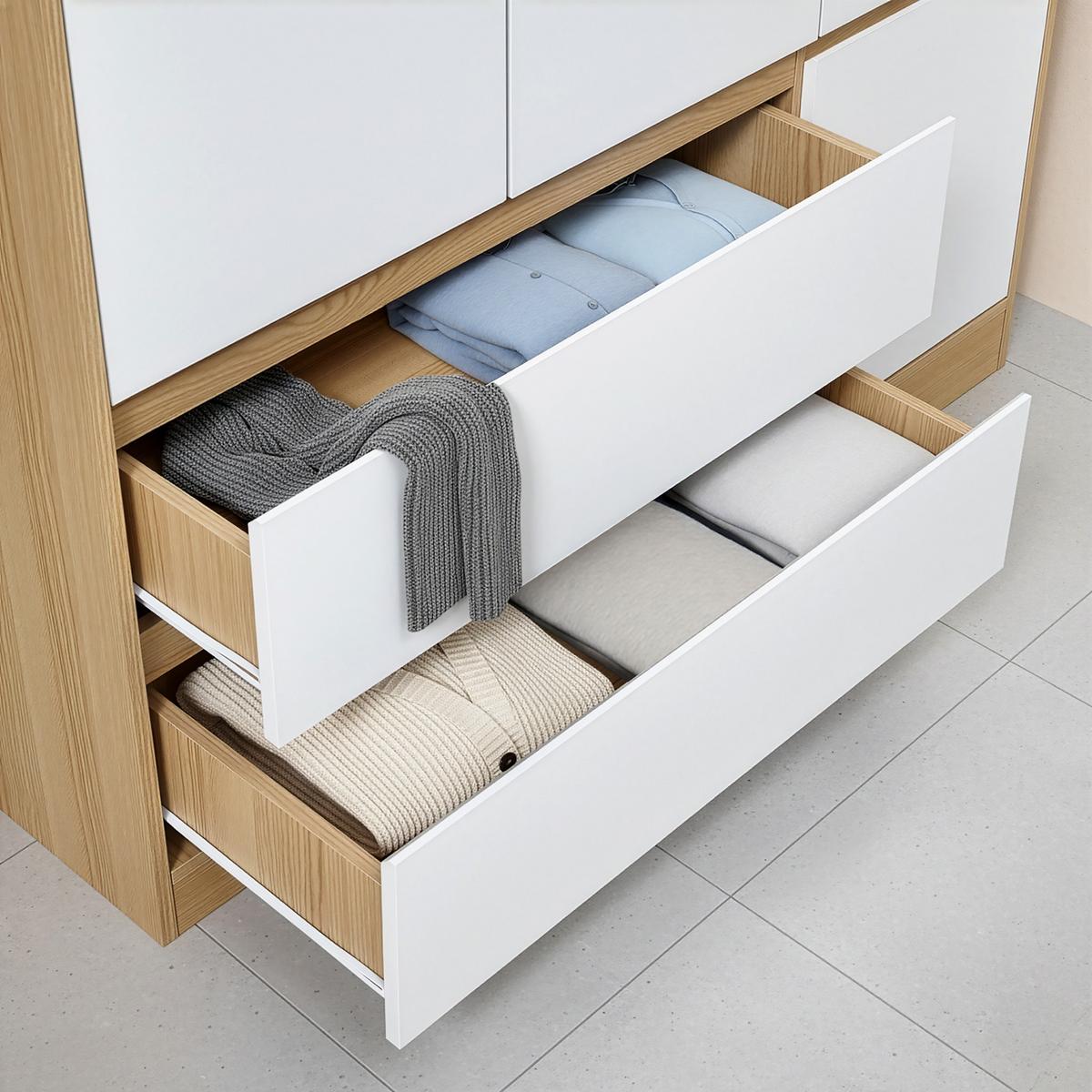 KLEIDERSCHRANK Bastheim - Eichefarben/Weiß, Holzwerkstoff (120/176/52cm) - [en.casa]
