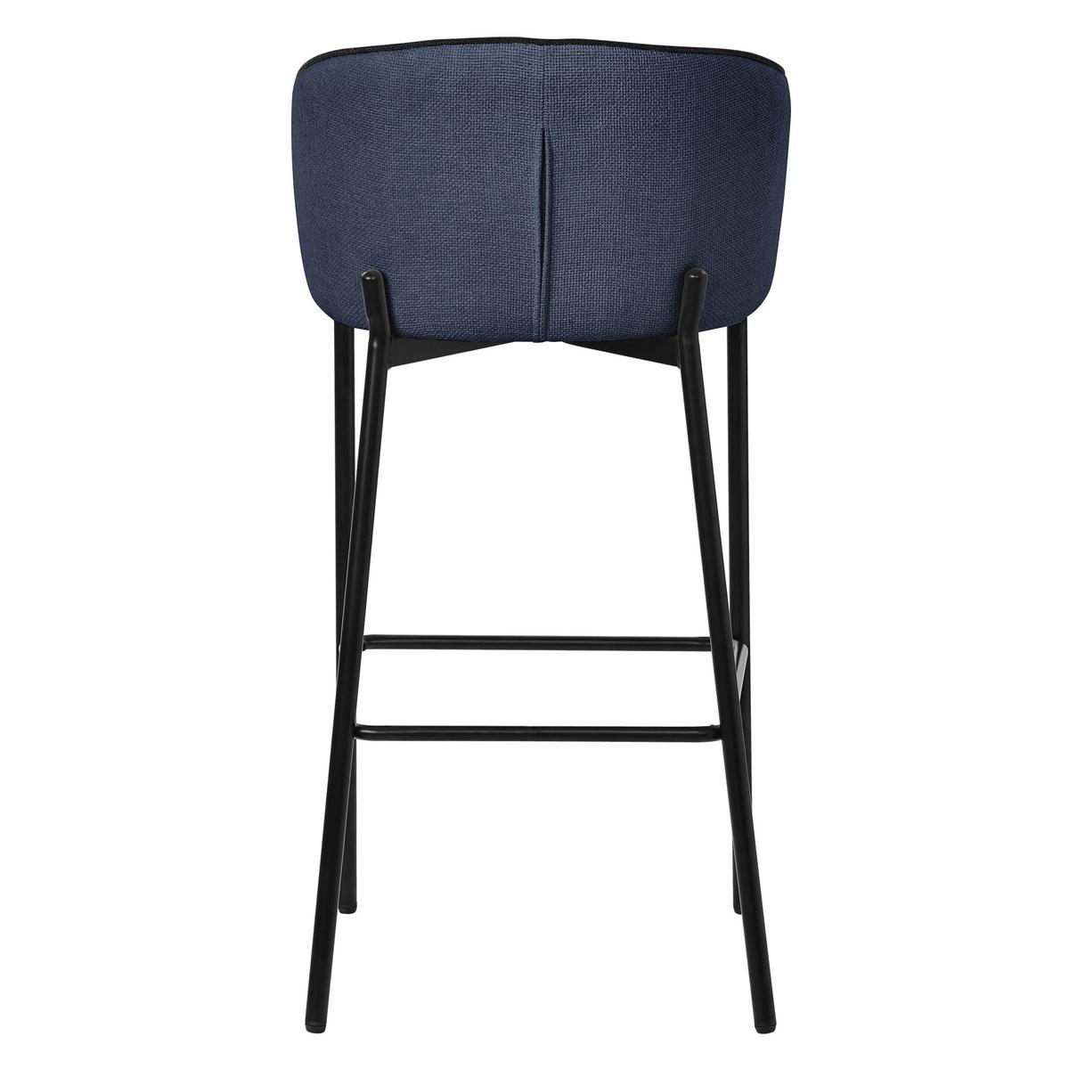 BARHOCKER 2er Set Dunkelblau mit Stoffbezug - Schwarz/Dunkelblau, Textil/Metall (50/101/54cm) - ML-DESIGN