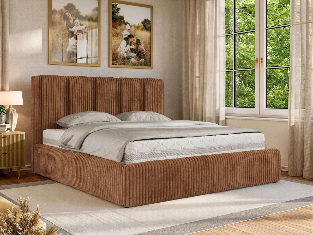 POLSTERBETT SAVINO CLASSIC 140/200 - Orange Cord - Multipocket-Matratze - Orange, Textil (140/200cm) - MKS