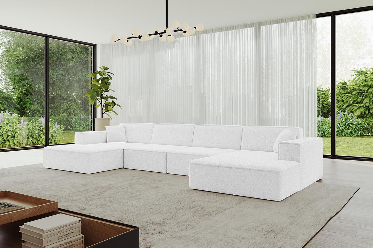 WOHNLANDSCHAFT IREA-U2-v4 - 386x165x77 cm Weiß - Weiß, Holzwerkstoff/Textil (386/77/165cm) - ALTDECOR